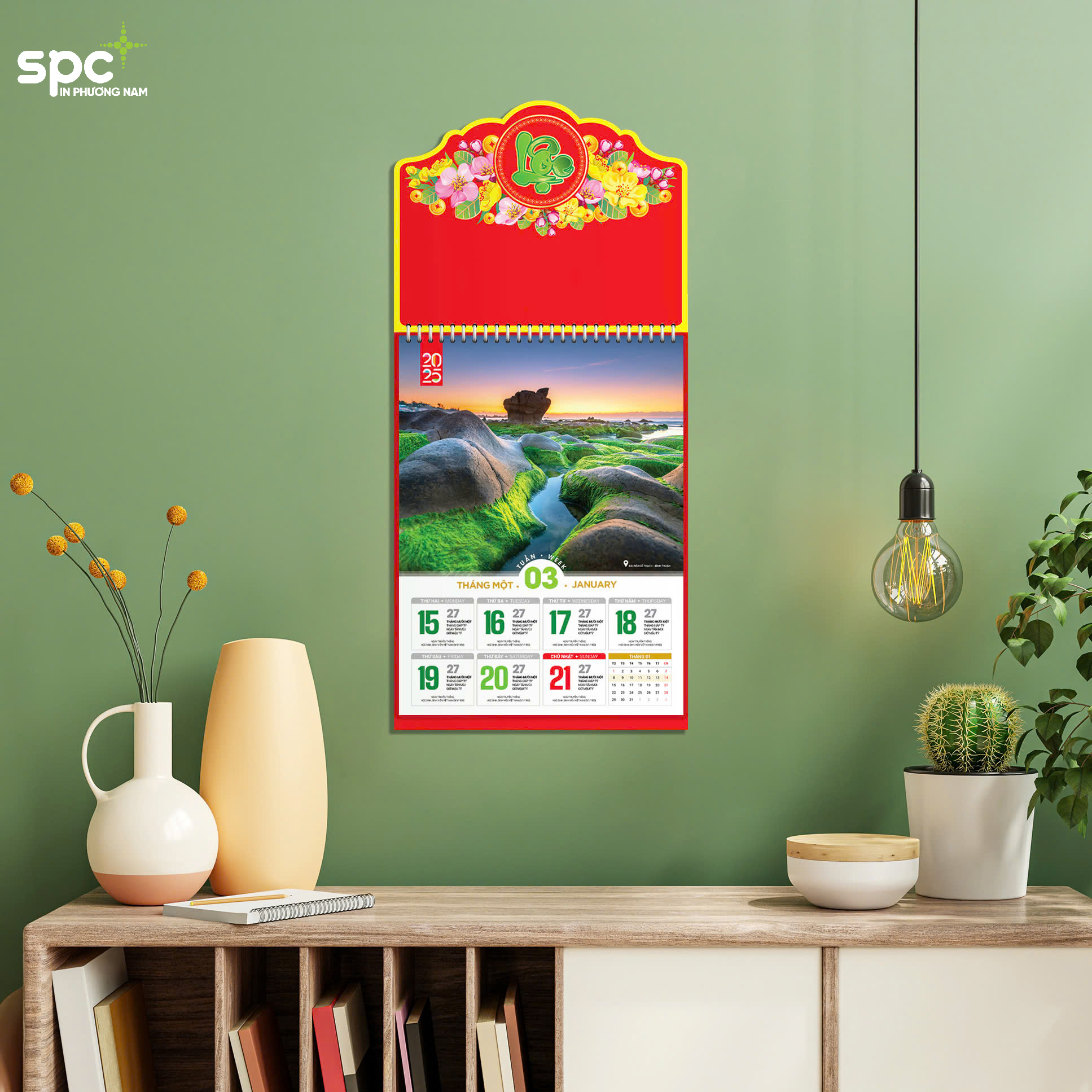 Lịch treo tường có kích thước lớn, hiển thị thông tin đầy đủ Lịch treo tường có kích thước lớn, hiển thị thông tin đầy đủ