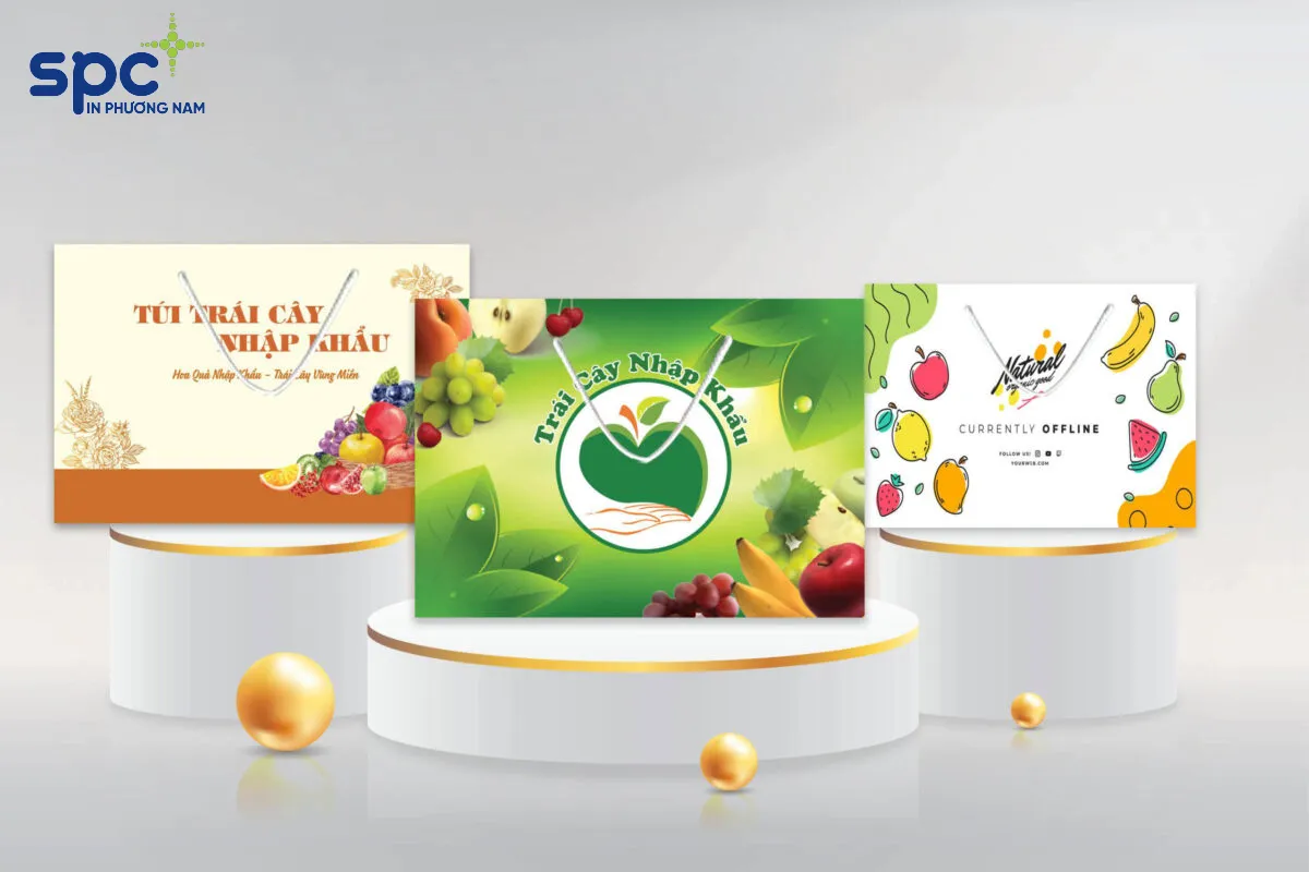 Có thể lựa chọn nhiều kiểu dáng và kích thước phù hợp khi in túi giấy đựng hoa quả Có thể lựa chọn nhiều kiểu dáng và kích thước phù hợp khi in túi giấy đựng hoa quả